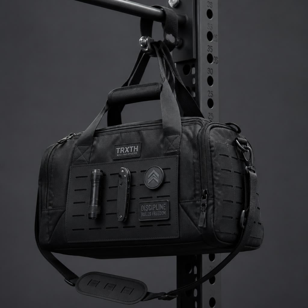 MagHaul magnetic gym bag hanging on a squat rack