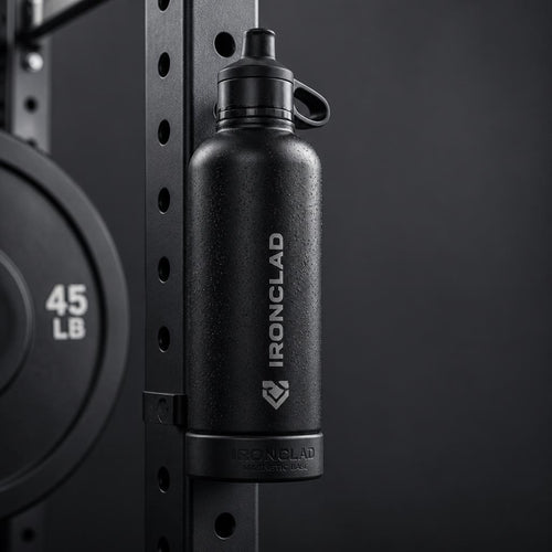 MagFlask magnetic water bottle mounted on a gym rack